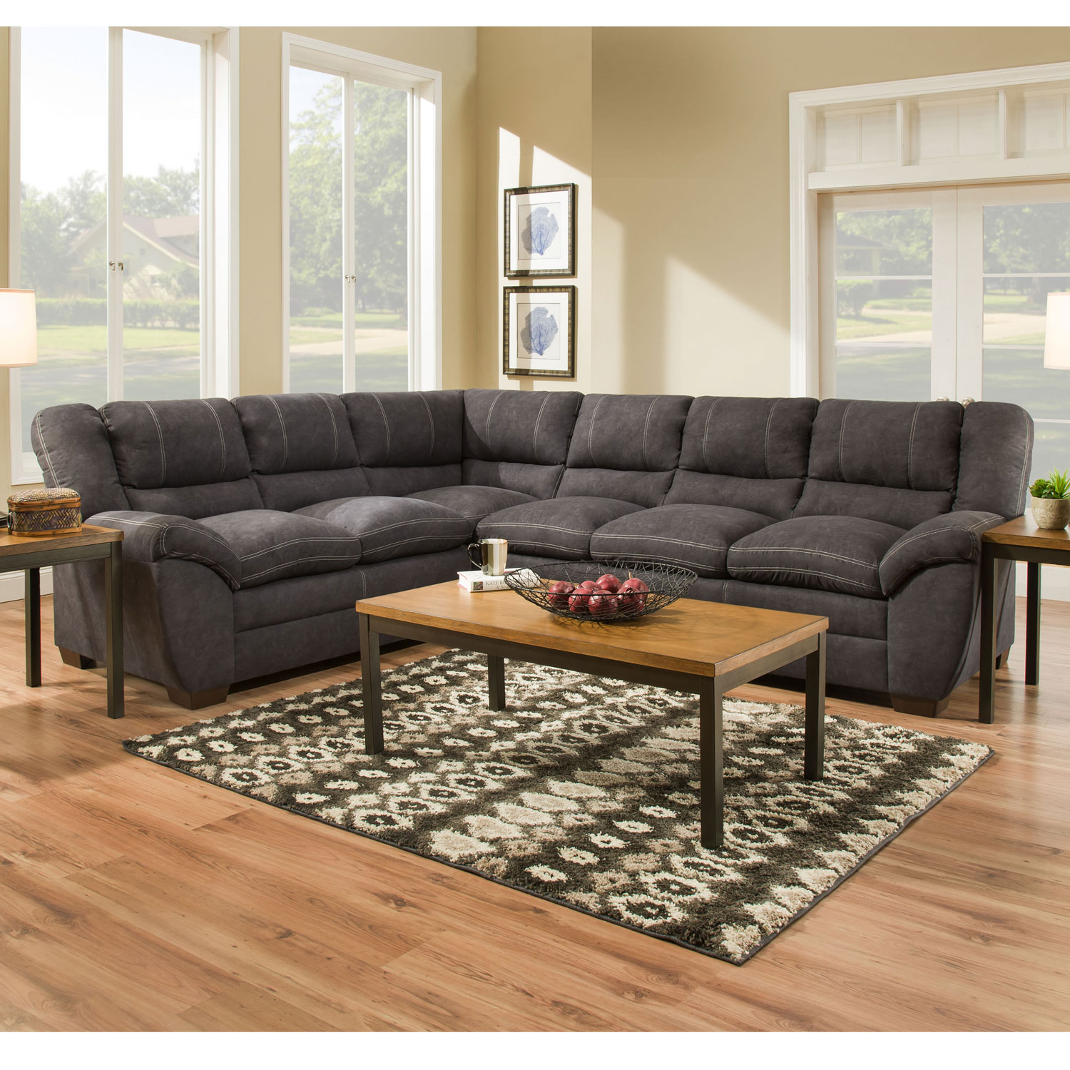 Simmons 9511 Sectional Sofa Palermo Charcoal